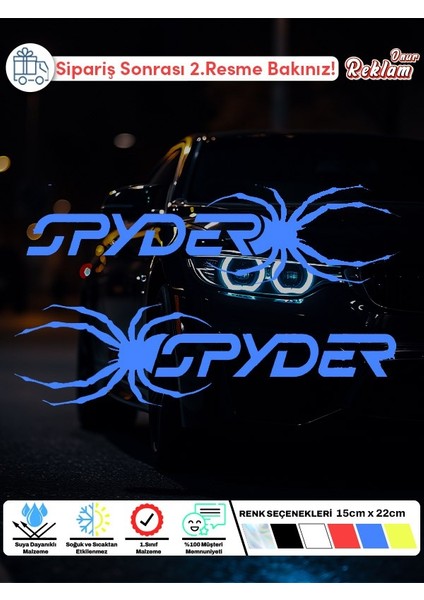 Spyder Araba Sticker 2’li Set – Örümcek Logolu Tasarım (15X22 Cm)
