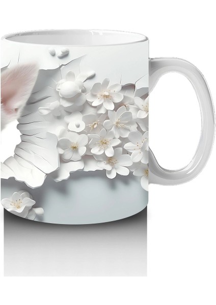 Beyaz Çiçekler Arasında Gülümseyen Yavru Köpek – Baskılı Kupa fırsatları