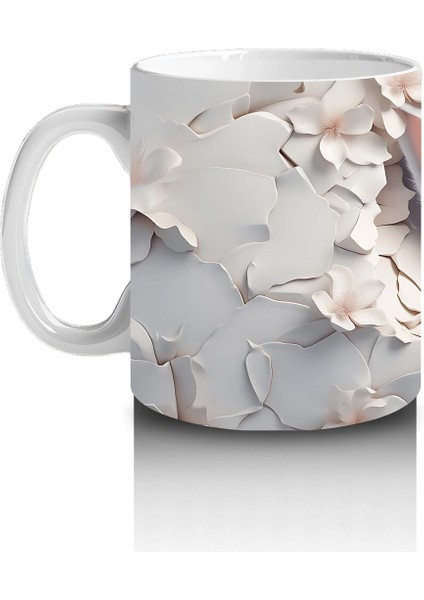 Çiçeklerin Arasında Beyaz Tavşan – Baskılı Kahve Kupası fiyatları