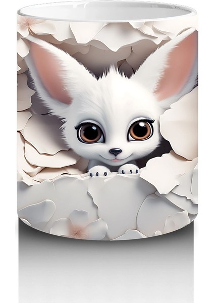 Çiçeklerin Arasında Beyaz Tavşan – Baskılı Kahve Kupası modelleri