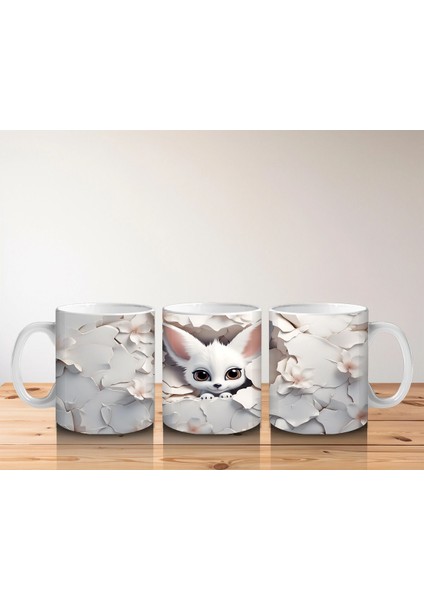 Çiçeklerin Arasında Beyaz Tavşan – Baskılı Kahve Kupası indirimleri