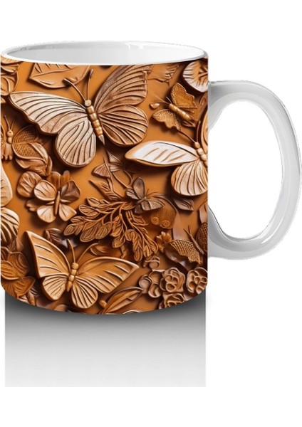 Kurutulmuş Yapraklar Arasında Gerçekçi Kelebek – Baskılı Kahve Kupası fırsatları