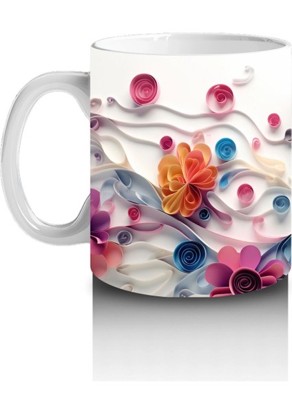 Çiçeklerle Süslenmiş Tatlı Kedi – Baskılı Kahve Kupası fiyatları