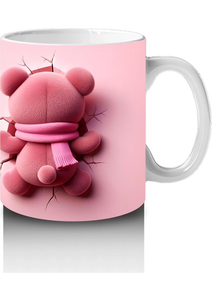 Kalpli Figür Tutan Sevimli Ayıcık Karakteri (Ön ve Arka) - Baskılı Kahve Kupası fırsatları