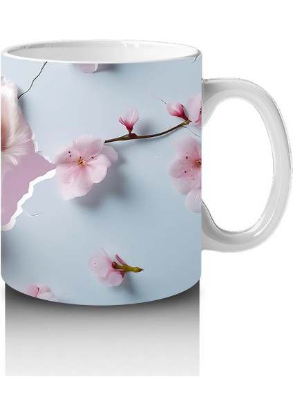 Kiraz Çiçekleri Arasında Neşeli Beyaz Yavru Köpek – Baskılı Kupa fırsatları