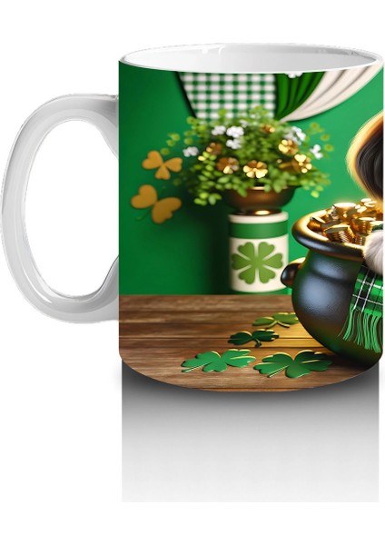 Altın Kazanında Oturan St. Patrick’s Temalı Beagle - Baskılı Kahve Kupası fiyatları