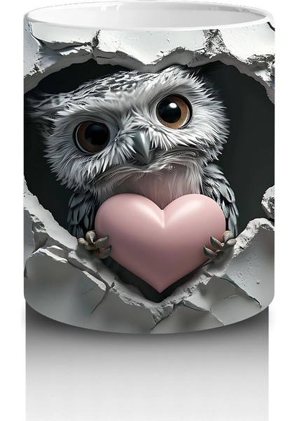 Kalpli Çatlak Duvar Arasında Baykuş – Baskılı Kahve Kupası modelleri