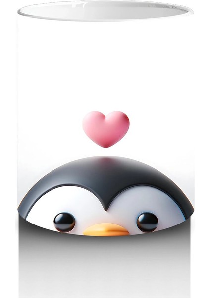 Kalp Balonu ile Penguen – Baskılı Kahve Kupası modelleri