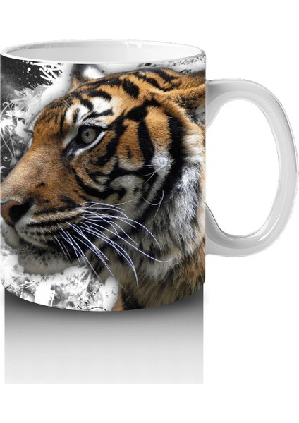 Siyah Zemin Üzerinde Kaplan Portresi – Baskılı Kahve Kupası fırsatları