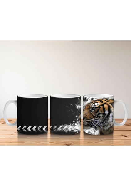 Siyah Zemin Üzerinde Kaplan Portresi – Baskılı Kahve Kupası indirimleri