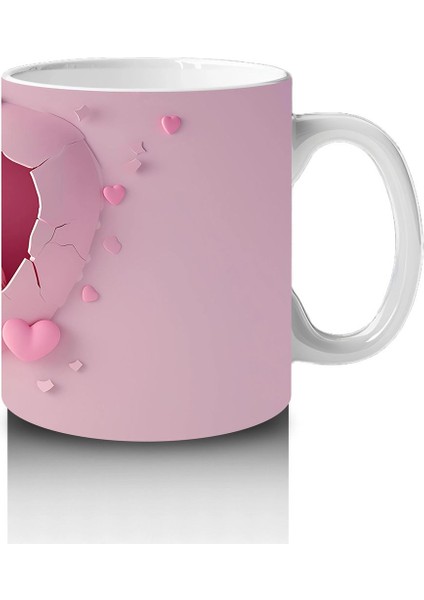 Pembe Çatlak Zeminde Yan Yana Oturan Sevimli Baykuşlar - Baskılı Kahve Kupası fırsatları