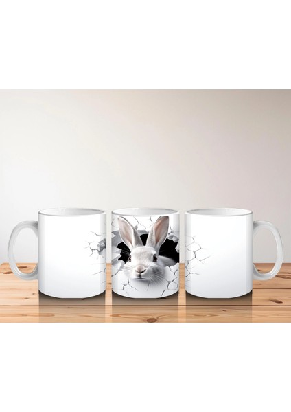 Duvarı Delen Meraklı Tavşan – Baskılı Kahve Kupası indirimleri