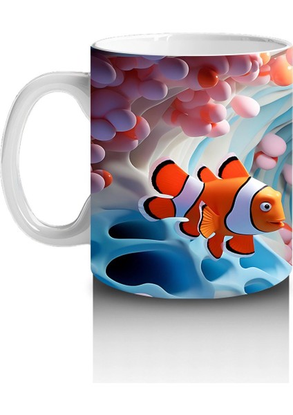 Mavi Dalgalar Arasında Palyaço Balığı Ailesi – Baskılı Kahve Kupası fiyatları