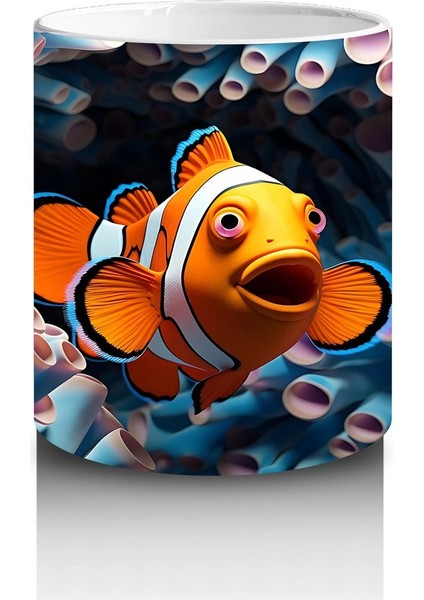 Dalgalar Içinde Neşeli Palyaço Balığı – Baskılı Kahve Kupası modelleri