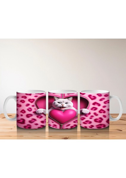 Kalpli Yastık Tutan Beyaz Kedi – Baskılı Kahve Kupası indirimleri