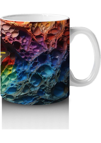 Renkli Kaya Oyuntusunda Turuncu Kelebek – Baskılı Kahve Kupası fırsatları