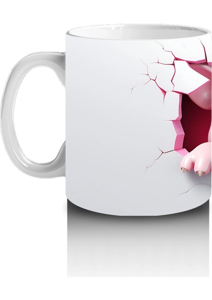 Pembe Kalplerle Süslenmiş Mutlu Domuscuk – Baskılı Kahve Kupası fiyatları