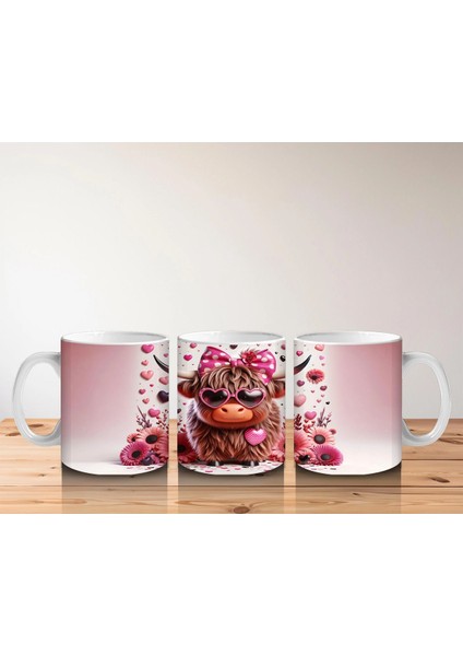 Güllerle Çevrili Kalpli Boğa Figürü – Baskılı Kahve Kupası indirimleri