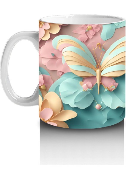 Mavi Arka Plan Üzerinde Çift Kelebek – Baskılı Kupa fiyatları