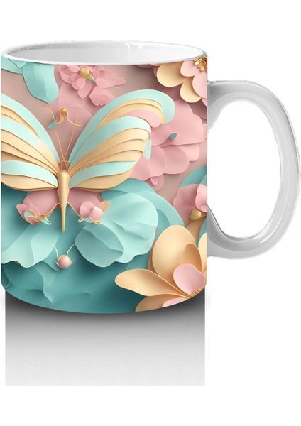 Mavi Arka Plan Üzerinde Çift Kelebek – Baskılı Kupa fırsatları