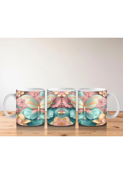 Mavi Arka Plan Üzerinde Çift Kelebek – Baskılı Kupa indirimleri