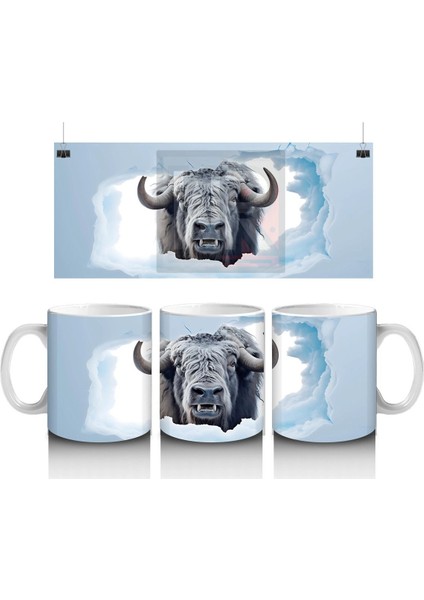 Gökyüzü Fonunda Yaban Mandası Figürü – Baskılı Kupa