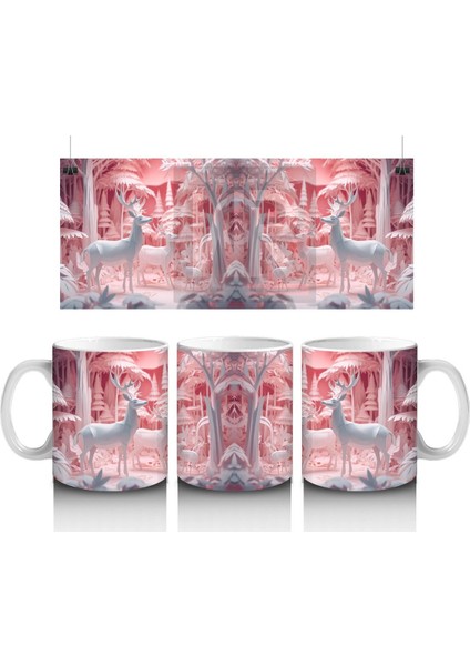 Kitaplık Önünde Oturan Meraklı Kedi – Baskılı Kahve Kupası