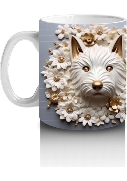 Güllerle Süslenmiş Simetrik Kedi Yüzleri – Baskılı Kahve Kupası fiyatları