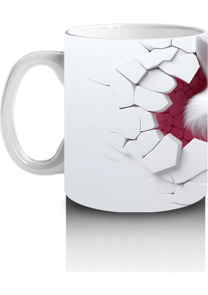 Çatlak Duvar Arasında Pembe Gözlü Kurt Figürü - Baskılı Kahve Kupası fiyatları