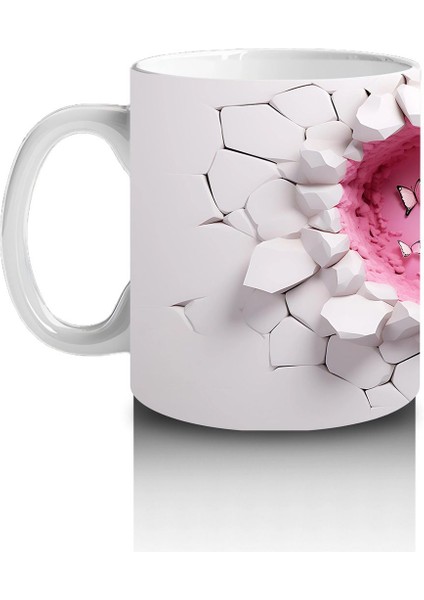 Kırık Seramik Duvar Üzerinde Kalp Şekilli Oyuk - Baskılı Kahve Kupası fiyatları