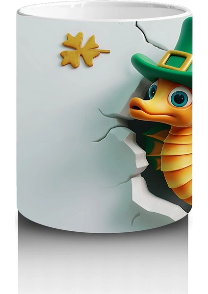 Şapkalı St. Patrick’s Temalı Sevimli Yılan Figürü - Baskılı Kahve Kupası modelleri