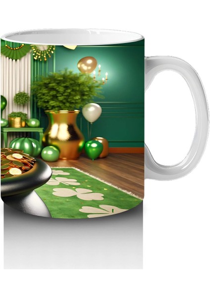 Altınlarla Dolu Kazanda Oturan St. Patrick’s Doberman - Baskılı Kahve Kupası fırsatları