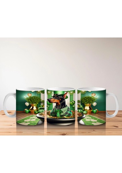 Altınlarla Dolu Kazanda Oturan St. Patrick’s Doberman - Baskılı Kahve Kupası indirimleri