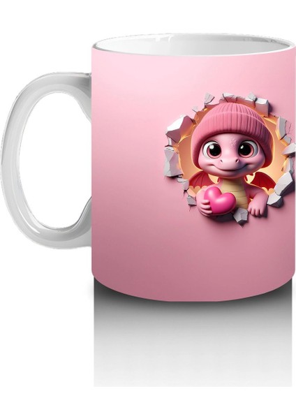 Çatlak Duvar Arasında Beliren Sevimli Dinozor Bebek (Ön ve Arka) - Baskılı Kahve Kupası fiyatları