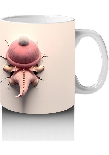 Çatlak Duvar Arasında Beliren Sevimli Dinozor Bebek (Ön ve Arka) - Baskılı Kahve Kupası fırsatları