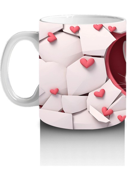 Kalpli Arka Planda Tatlı Kedi Figürü – Baskılı Kupa fiyatları