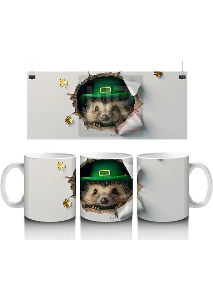 Çatlak Duvardan Bakan Şapkalı Kirpi – Baskılı Kahve Kupası