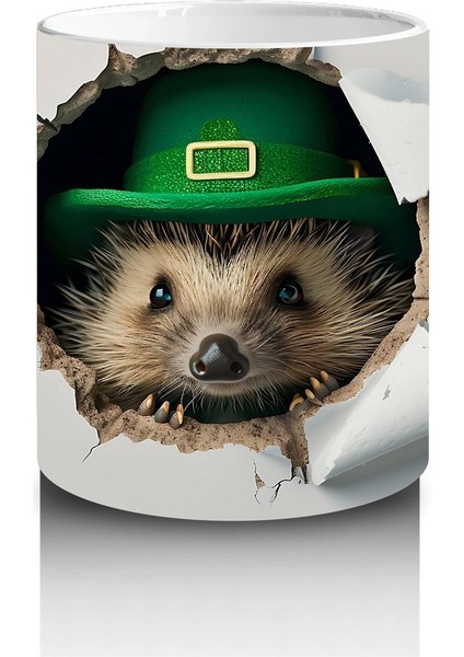 Çatlak Duvardan Bakan Şapkalı Kirpi – Baskılı Kahve Kupası modelleri