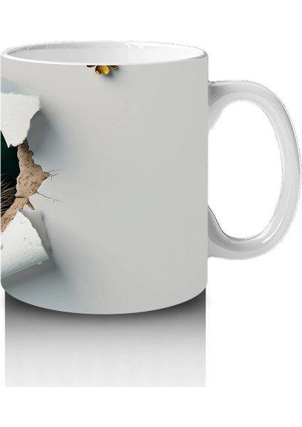 Çatlak Duvardan Bakan Şapkalı Kirpi – Baskılı Kahve Kupası fırsatları