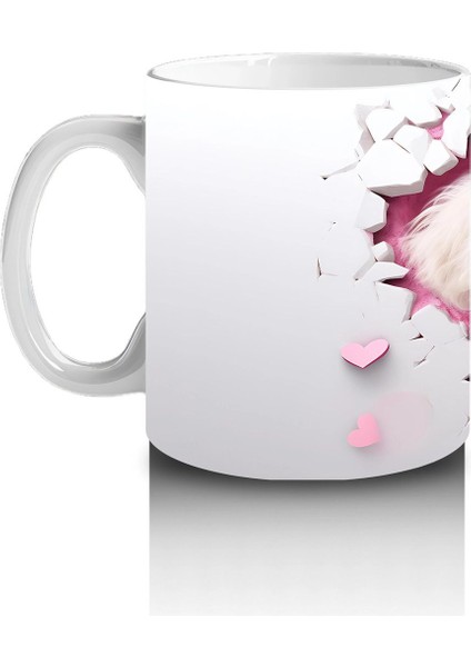 Kalpler Arasında Bakan Pofuduk Beyaz Köpek – Baskılı Kahve Kupası fiyatları