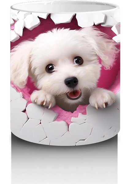 Kalpler Arasında Bakan Pofuduk Beyaz Köpek – Baskılı Kahve Kupası modelleri
