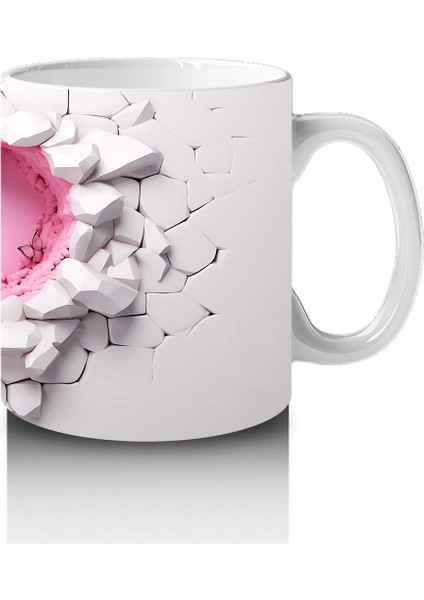 Kırık Seramik Duvar Üzerinde Kalp Şekilli Oyuk - Baskılı Kahve Kupası fırsatları