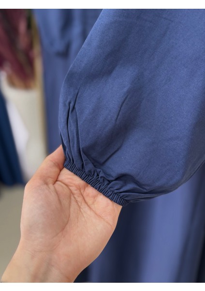 Maruna Poplin Pileli Düğmeli ELBISE-NA2404 Lacivert modelleri