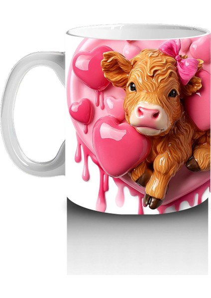 Kalpli Balonlarla Süslenmiş Sevimli Inek Figürleri – Baskılı Kahve Kupası fiyatları