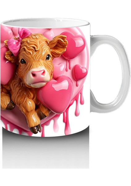 Kalpli Balonlarla Süslenmiş Sevimli Inek Figürleri – Baskılı Kahve Kupası fırsatları