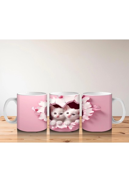 Kalp Duvarın Ardından Bakan Iki Sevimli Kedi – Baskılı Kahve Kupası indirimleri
