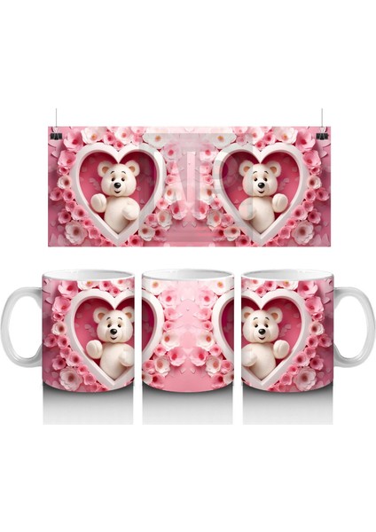 Kalp Içinde Oturan Ayıcık Çifti – Baskılı Kahve Kupası