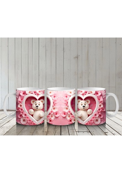 Kalp Içinde Oturan Ayıcık Çifti – Baskılı Kahve Kupası