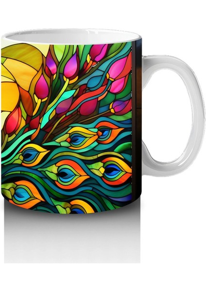 Canlı Renkli Tüyleriyle Mozaik Tavus Kuşu – Baskılı Kahve Kupası fırsatları