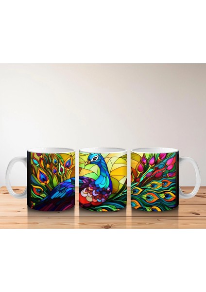 Canlı Renkli Tüyleriyle Mozaik Tavus Kuşu – Baskılı Kahve Kupası indirimleri